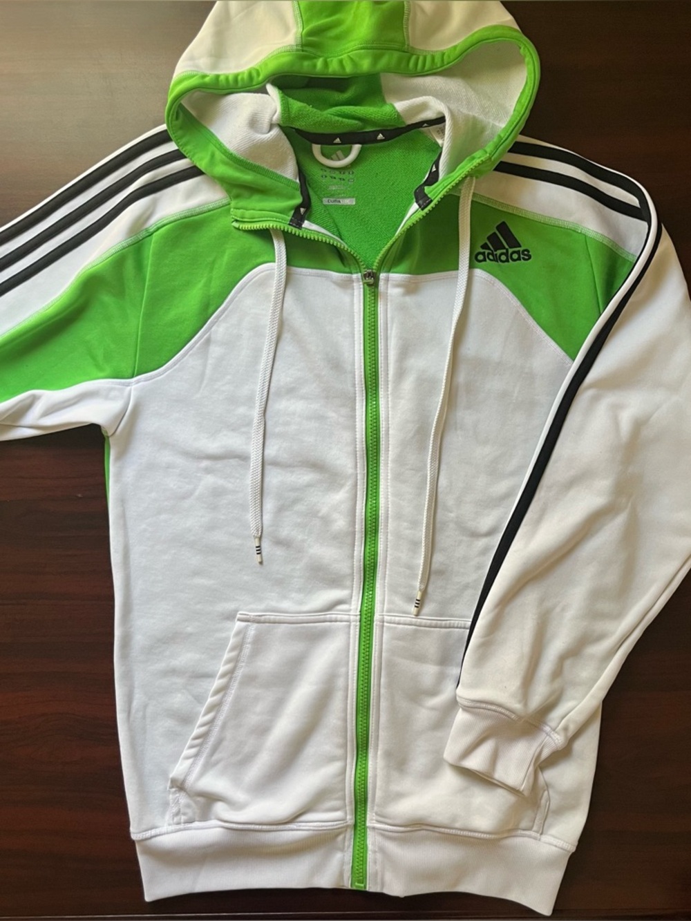 Adidas Track Jacket Lime Green Black White Full Zip ClimaCool Size small